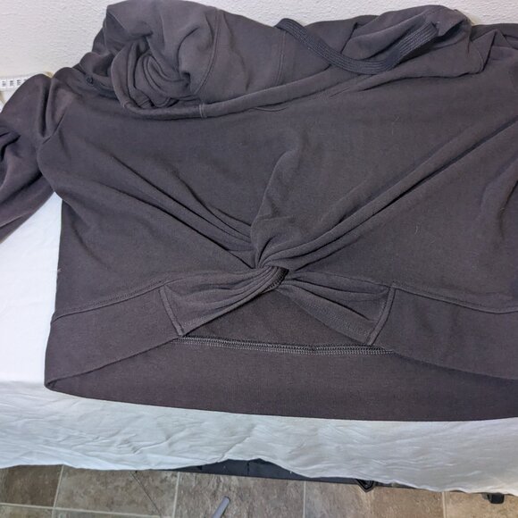 Fabletics VGUC Chocolate Brown Cowl Neck Hoodie Size Large *Small Paint Stain* - Picture 5 of 8